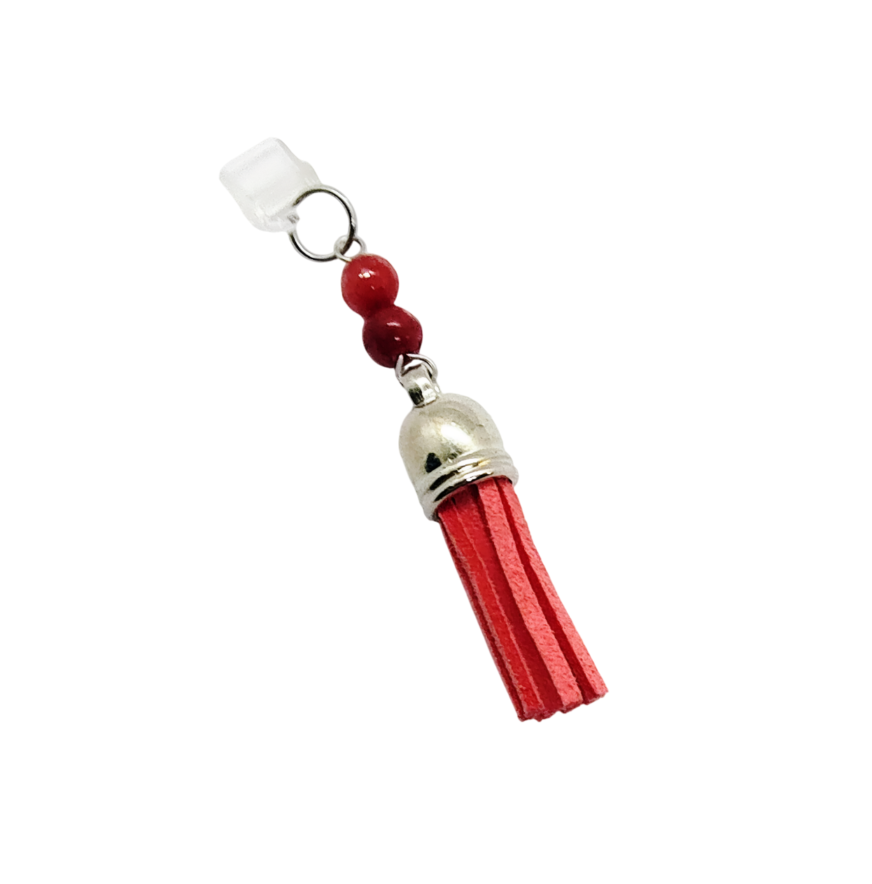 Red Tassel Gemstone Beaded Dust Plug Phone Charm