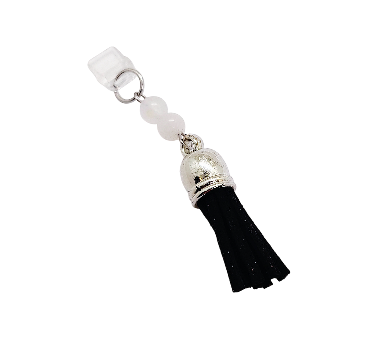 Black Tassel Gemstone Beaded Dust Plug Phone Charm