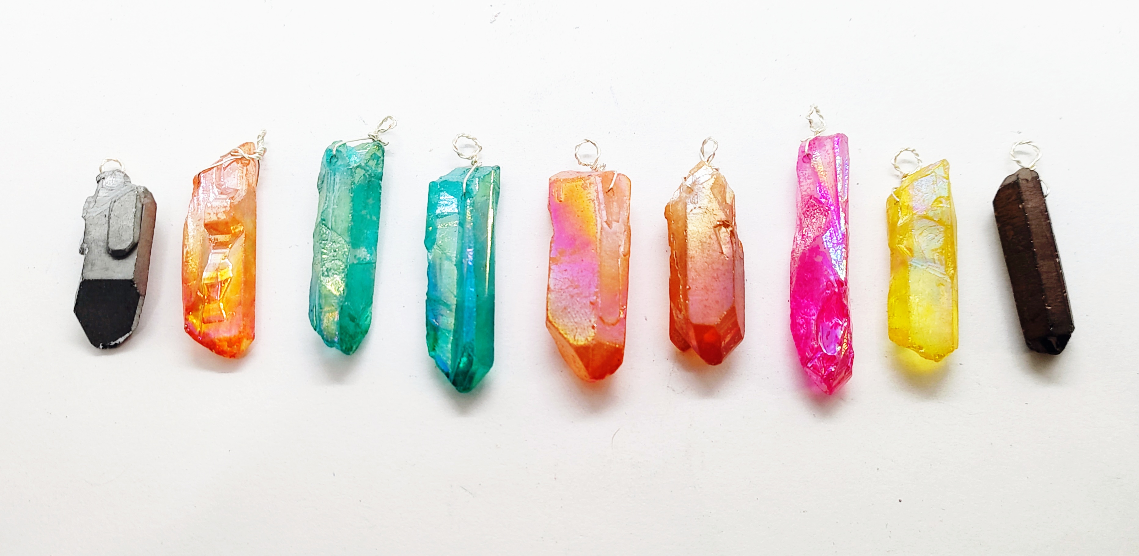 Wire Wrapped Quartz Gemstone Points - 9 Pieces