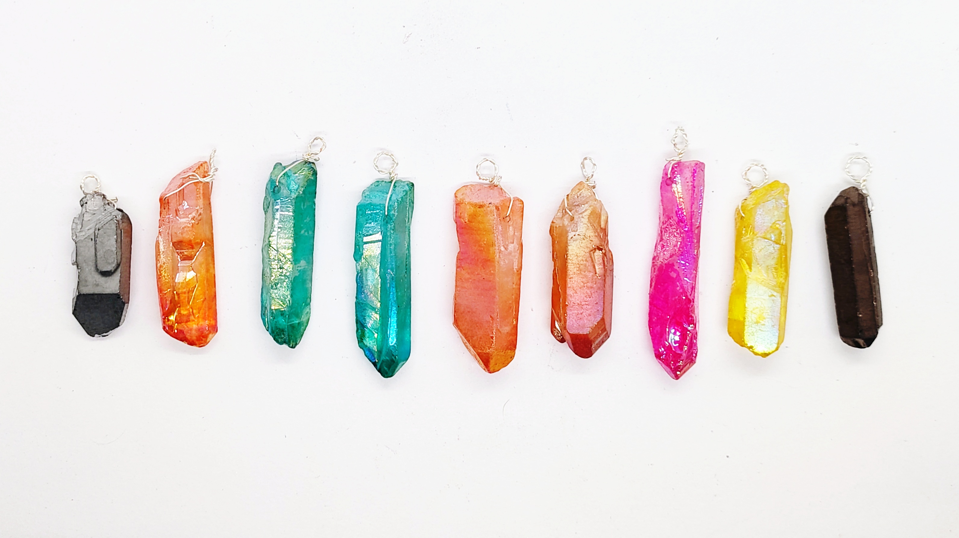 Wire Wrapped Quartz Gemstone Points - 9 Pieces