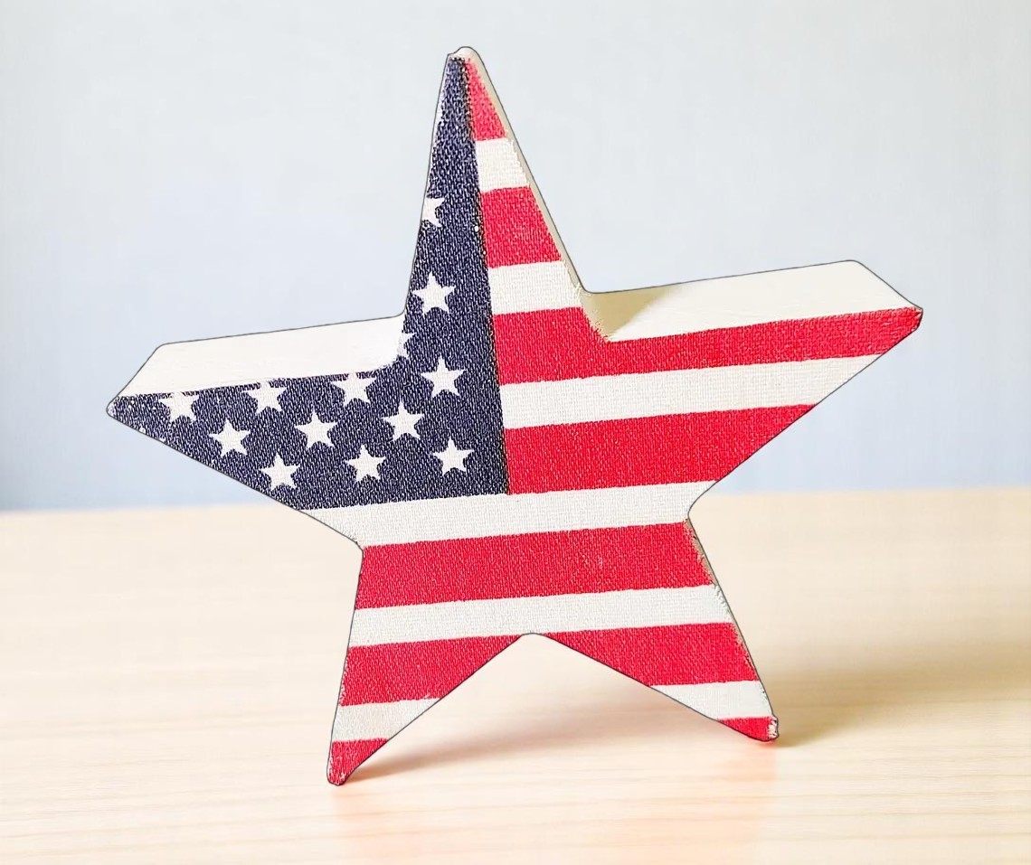 Patriotic Wooden Star Shelf Sitter