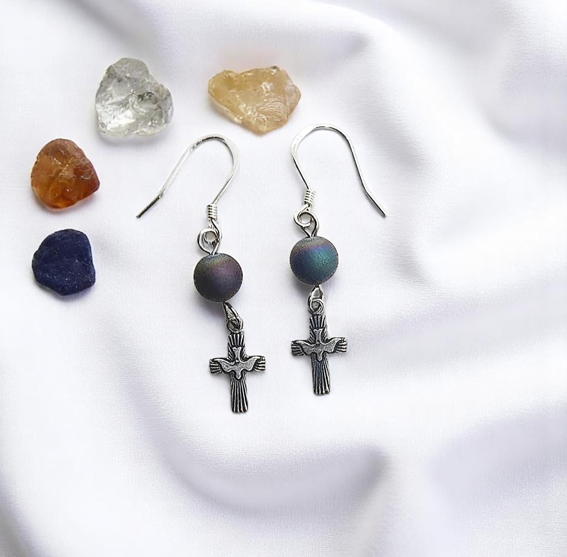 Sterling Silver Dainty Cross Earrings