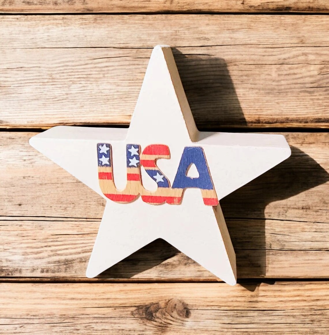Patriotic Wooden Star Shelf Sitter