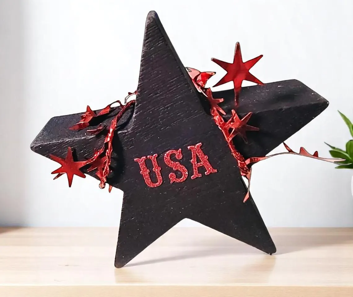 Patriotic Wooden Star Shelf Sitter