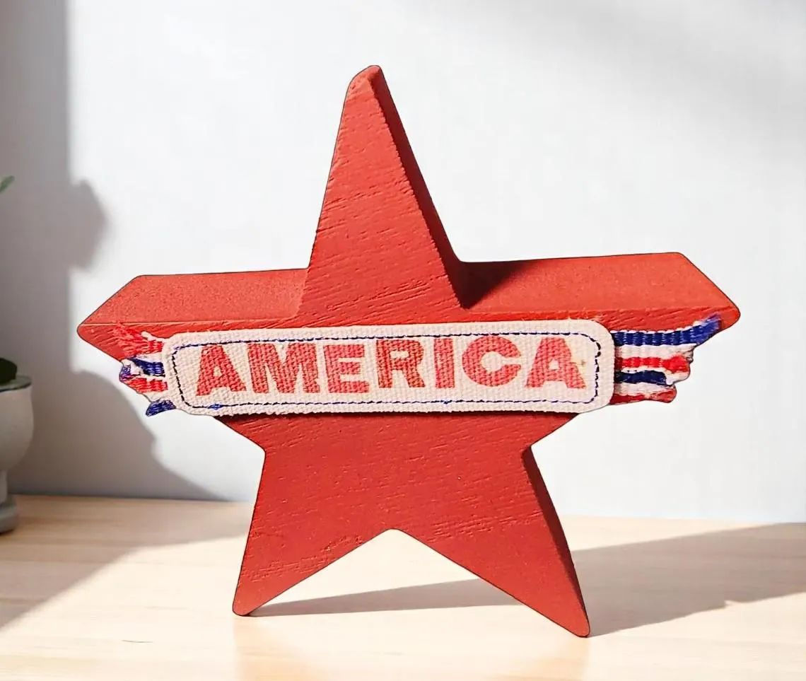Patriotic Wooden Star Shelf Sitter