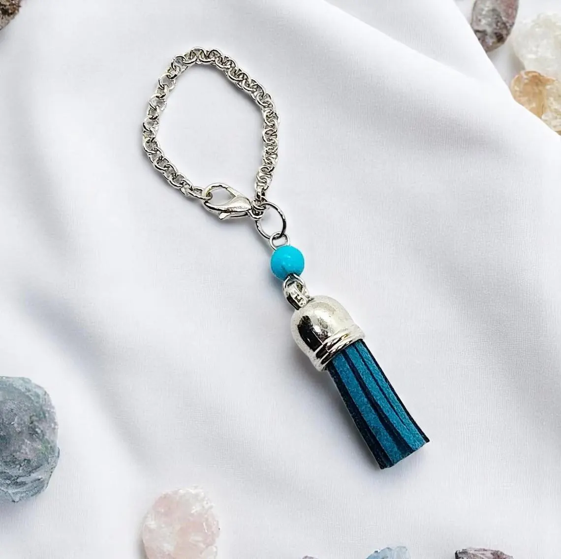 Blue Tassel Turquoise  Gemstone Beaded Cup Charm