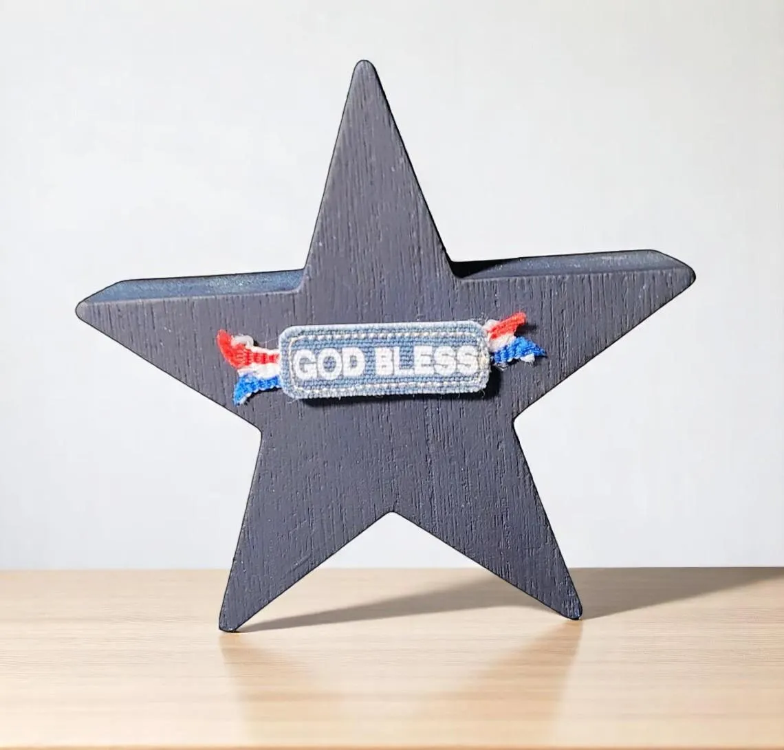 Patriotic Wooden Star Shelf Sitter