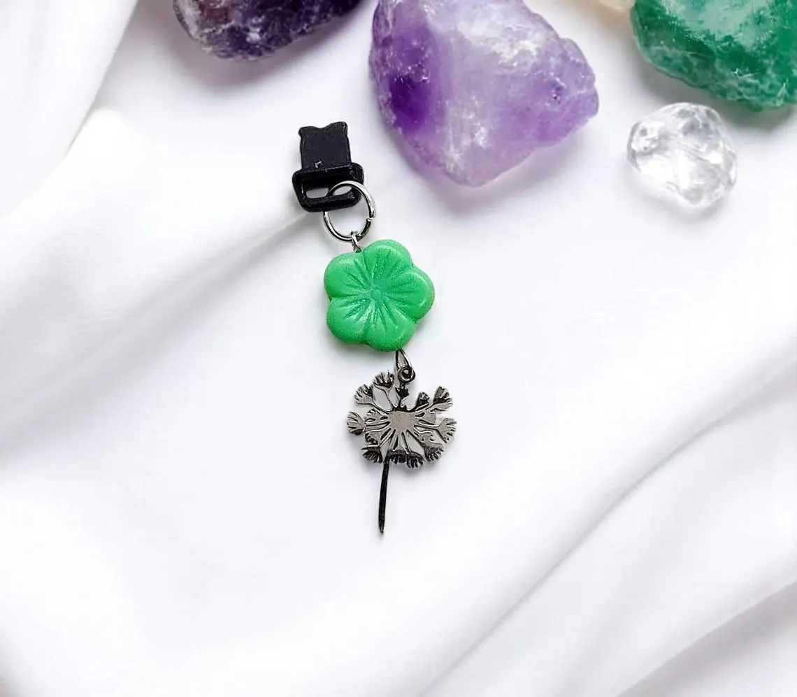 Dandelion Flower Beaded Dust Plug Phone Charm
