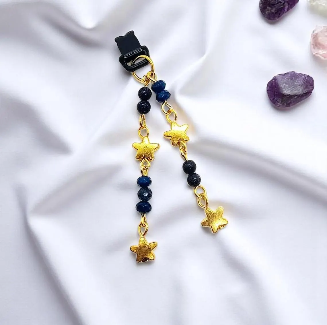 Golden Star Gemstone Beaded Dust Plug Phone Charm