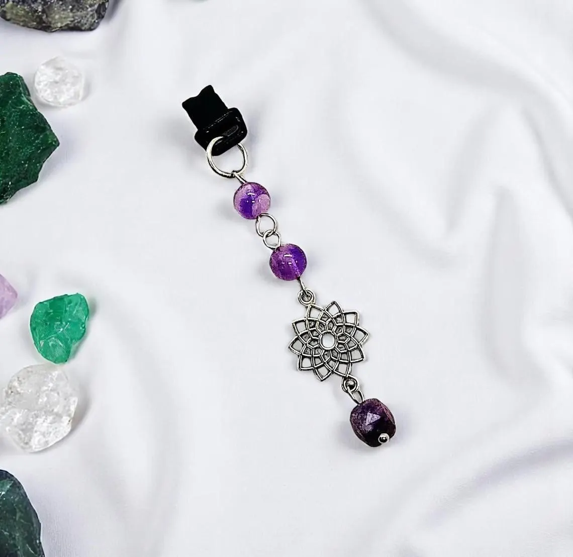 Crown Chakra Gemstone Beaded Dust Plug Phone Charm