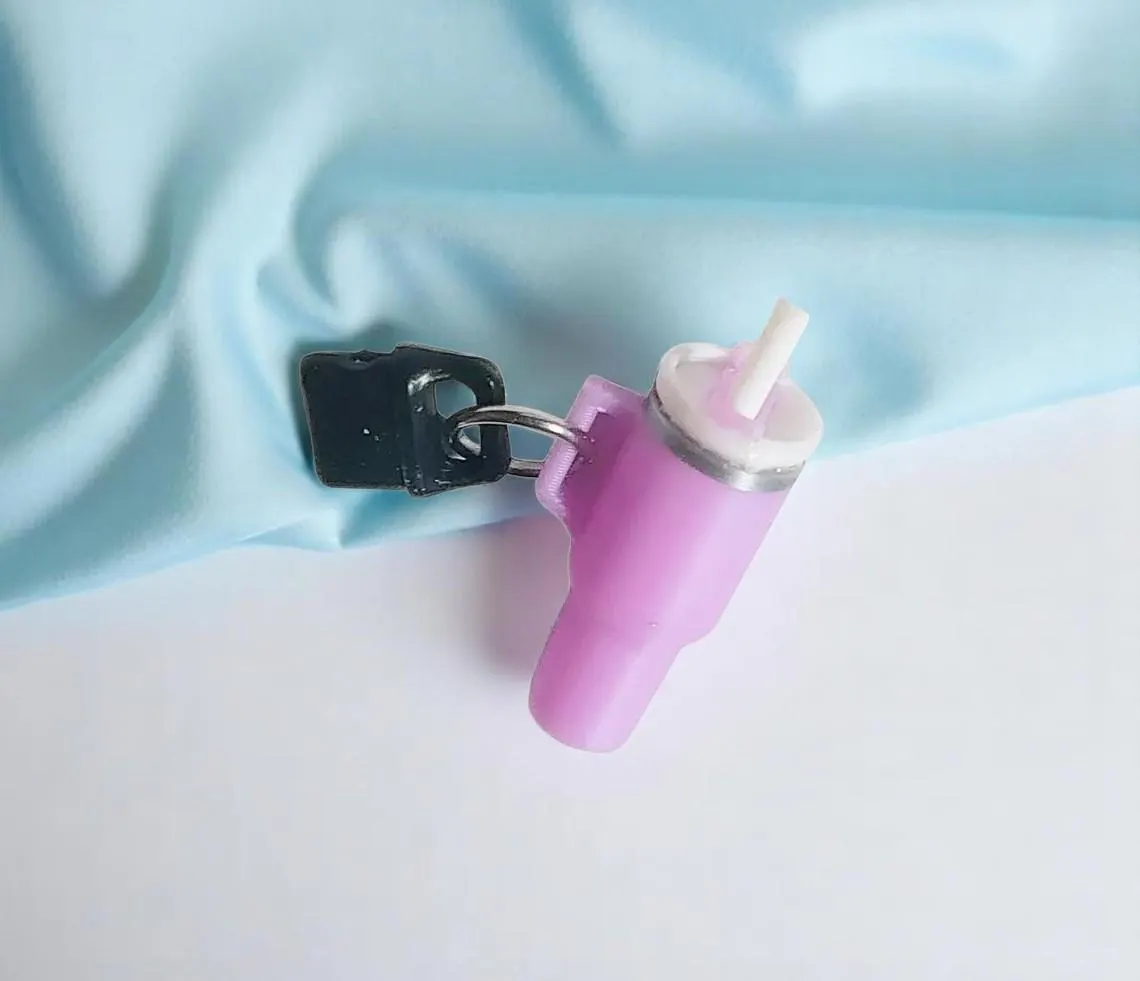 Mini Purple Tumbler Water Bottle Dust Plug Phone Charm