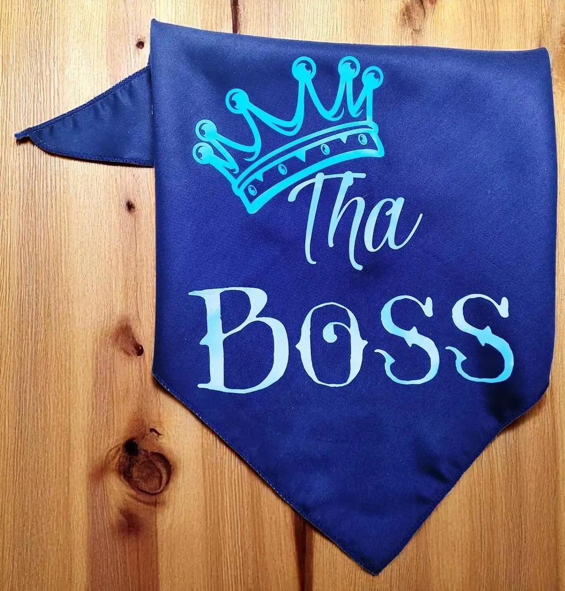 Medium Blue Tha Boss with Crown Dog Bandana Scarf