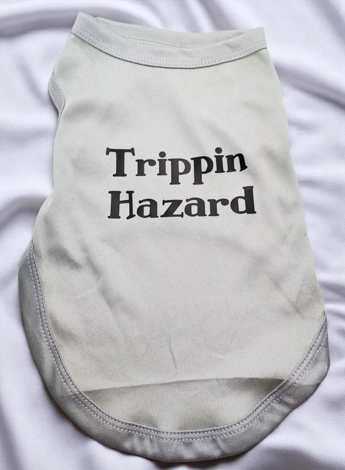 Small Gray Tripping Hazard Graphic Dog T-Shirt Clothes