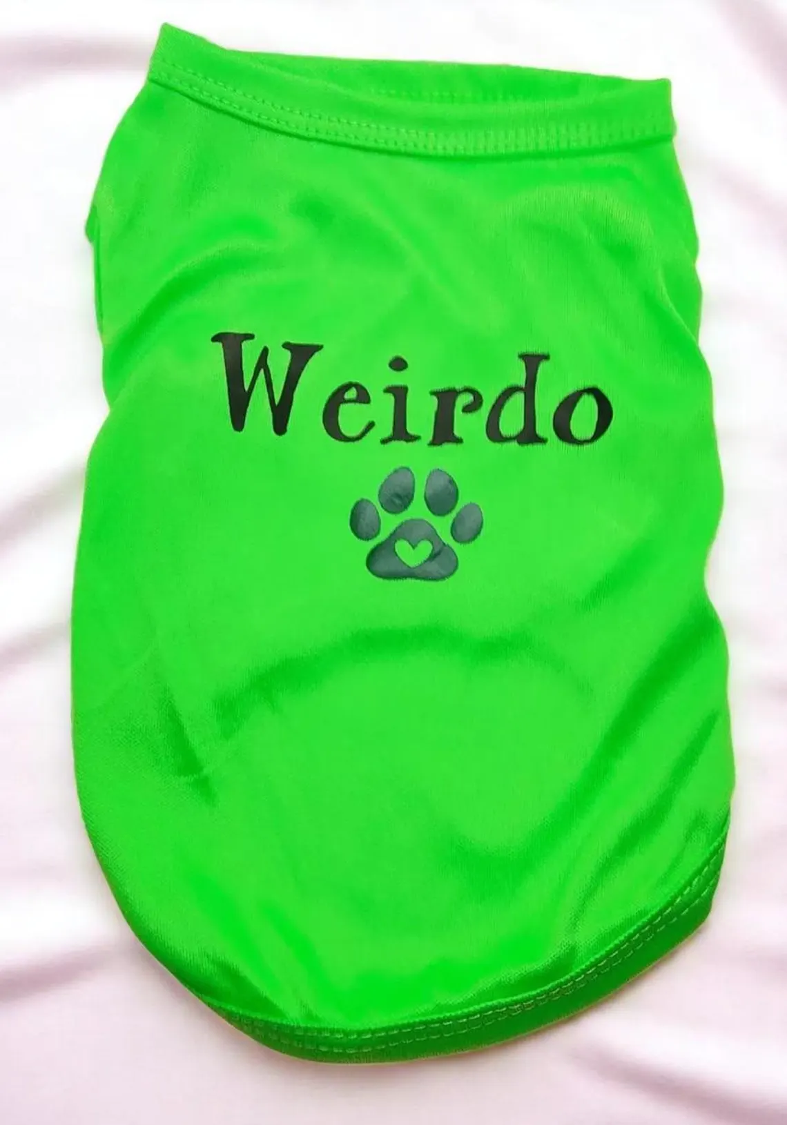Small Green Weirdo Graphic Dog T-Shirt Clothes