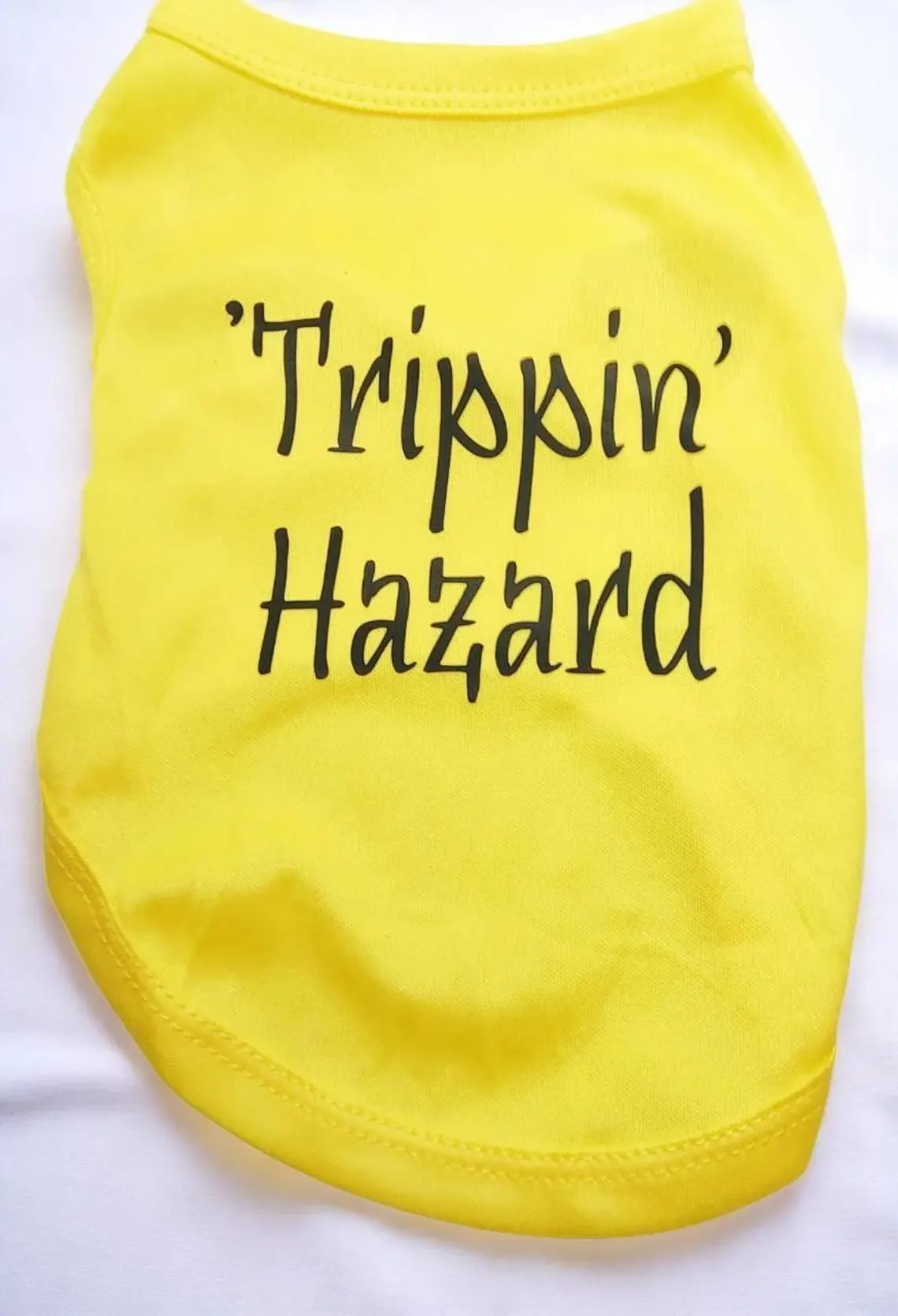 Small Yellow Tripping Hazard Graphic Dog T-Shirt Clothes