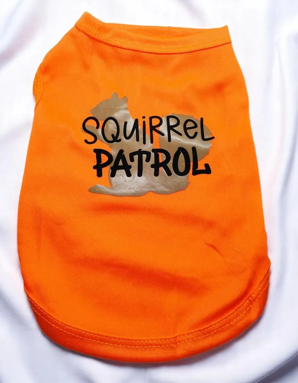 Small Orange Squirrel Patrol Graphic Dog T-Shirt Sweater 