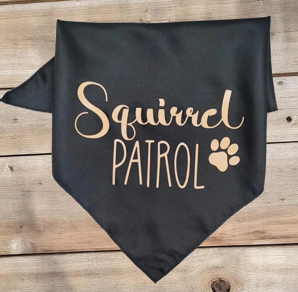 Medium Black Squirrel Patrol Dog Bandana Scarf 