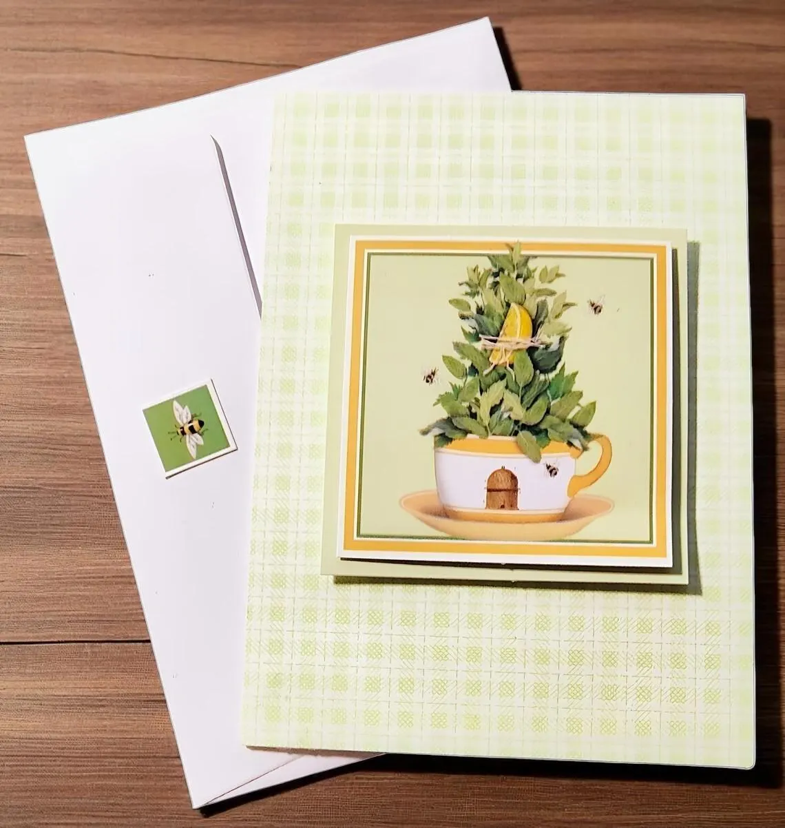 Handmade Teacup Beehive Spring Card