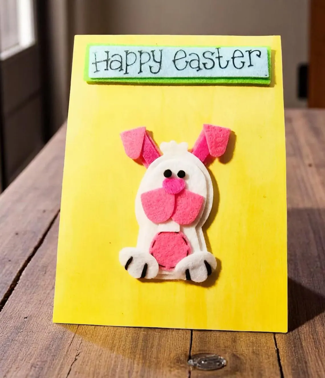 Felt Bunny Happy Easter Card