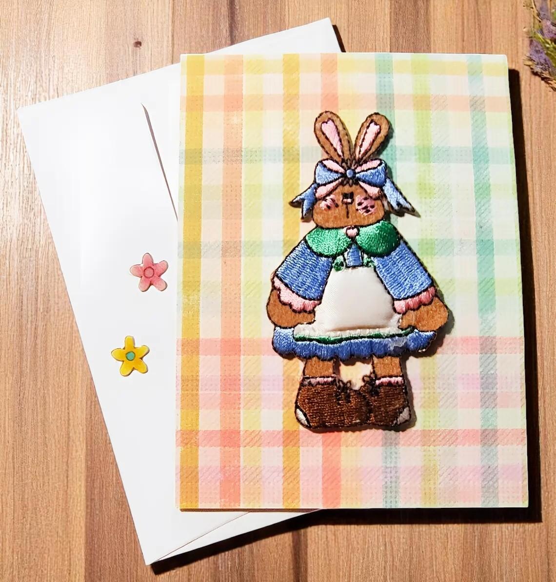 Handmade Bunny Girl Easter Card