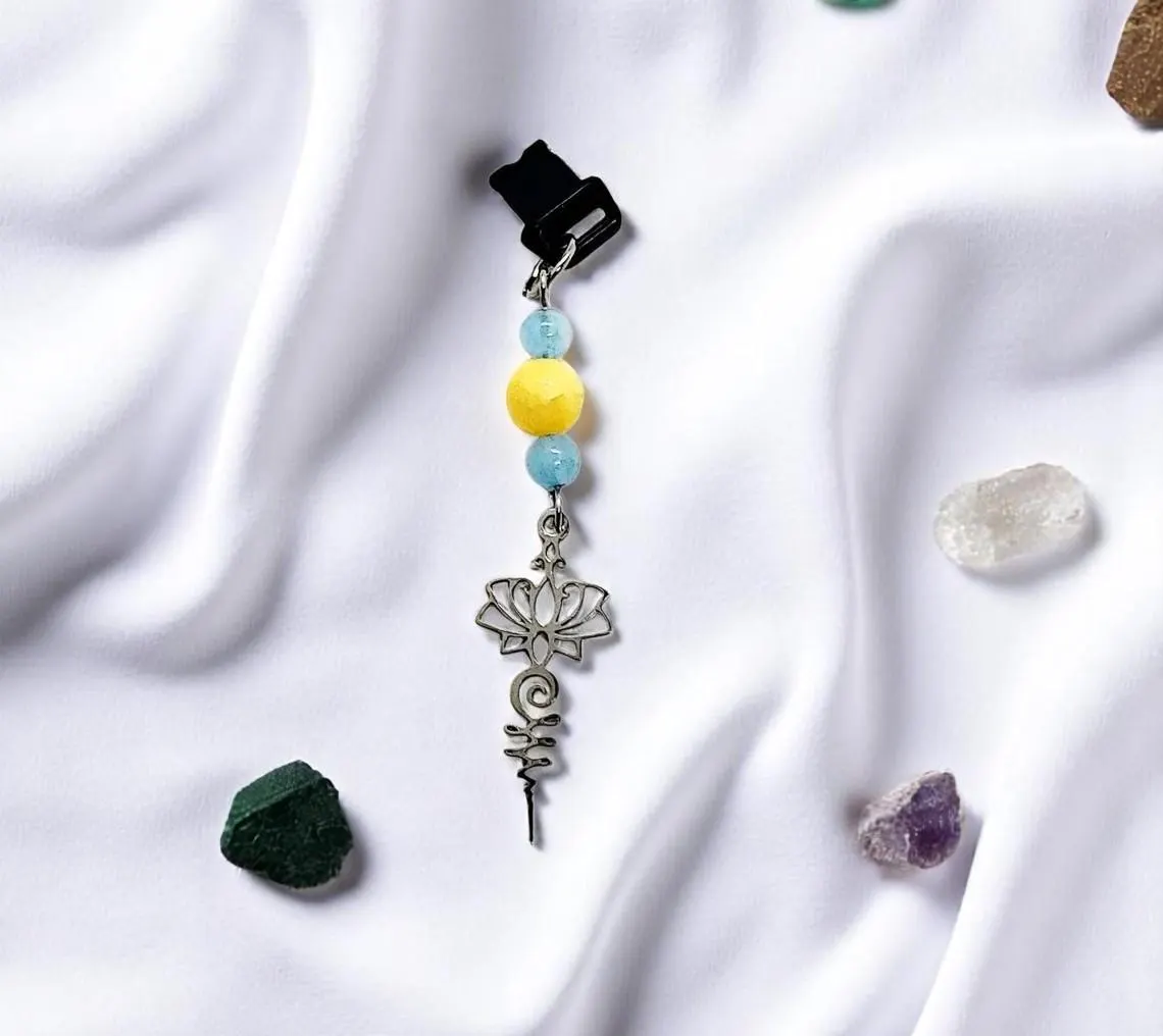 Lotus & Unalome Gemstone Beaded Dust Plug Phone Charm
