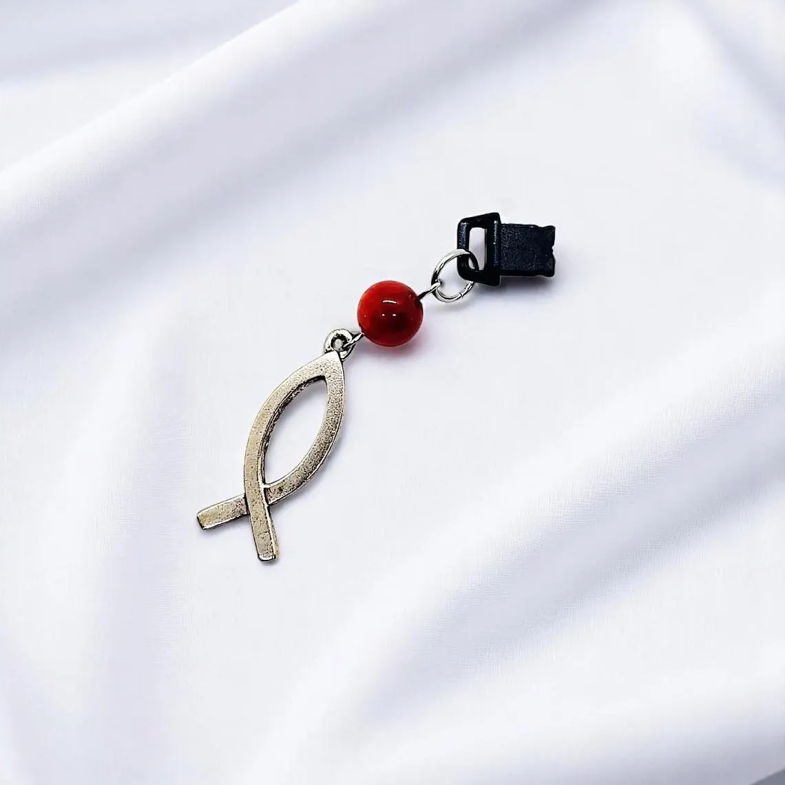 Christian Ichthus Fish Beaded Dust Plug Phone Charm