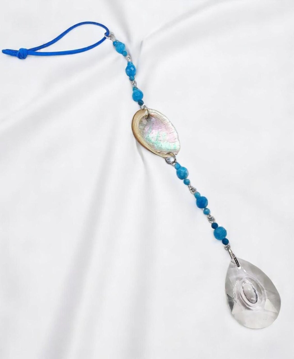 Hanging Beaded Abalone Shell Gemstone Suncatcher