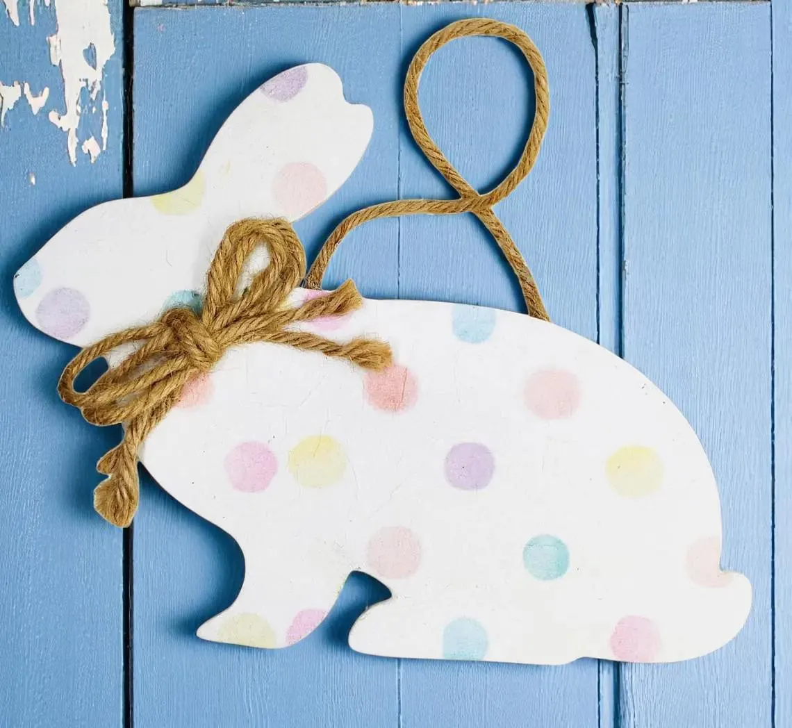 Polka Dot Bunny Rabbit Spring Door Decoration