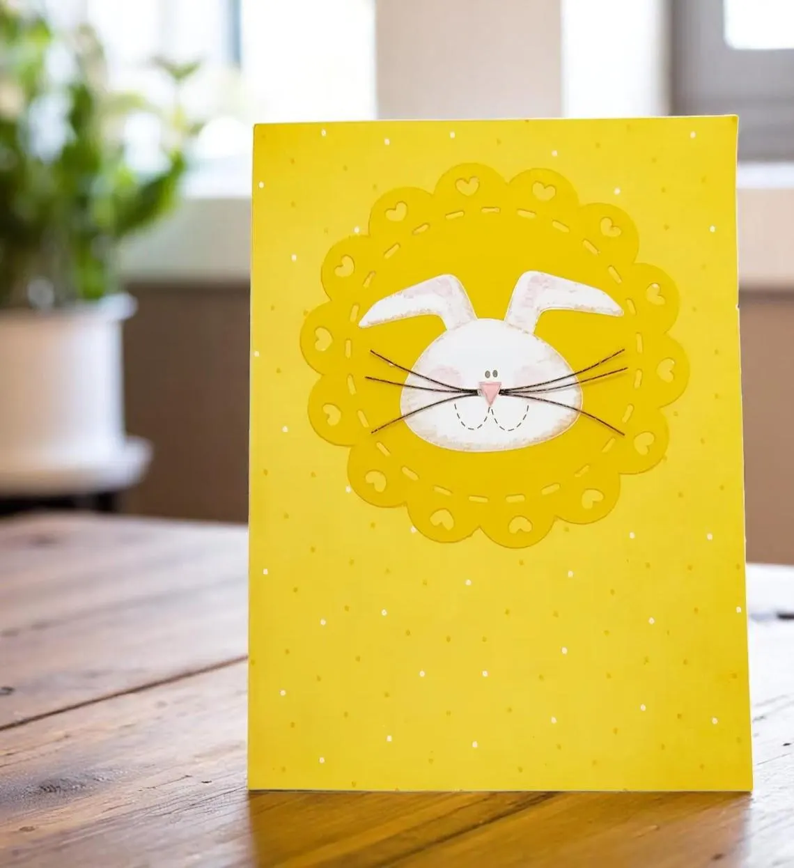 Handmade Yellow Easter Bunny Spring Greeting Card