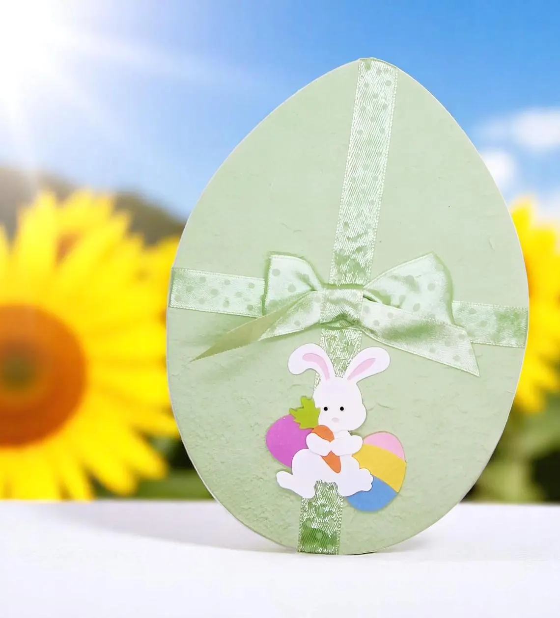 Handmade Egg Shaped Easter Bunny Rabbit Easter Greeting Card 