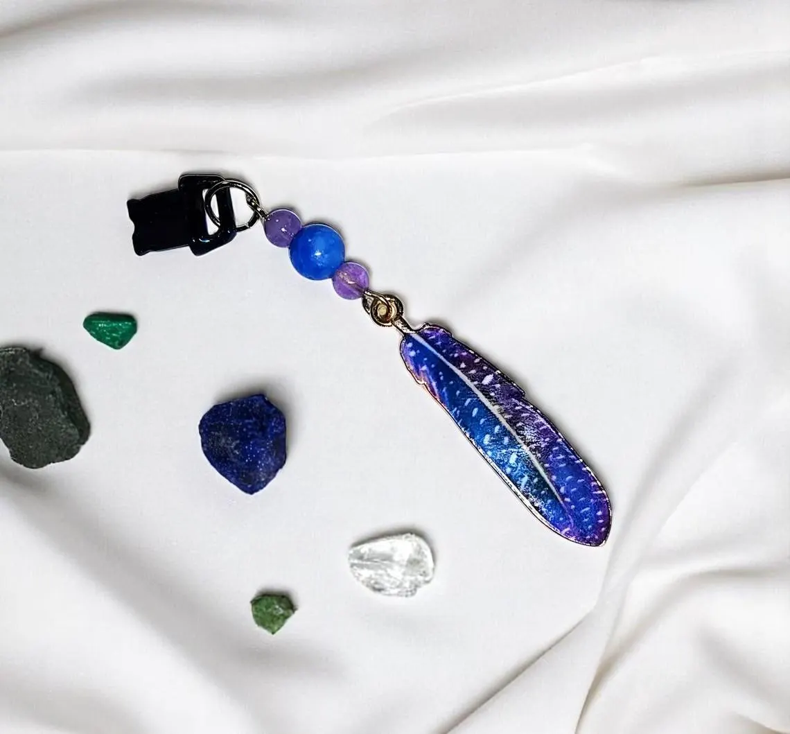 Feather & Gemstone Beaded Dust Plug Phone Charm