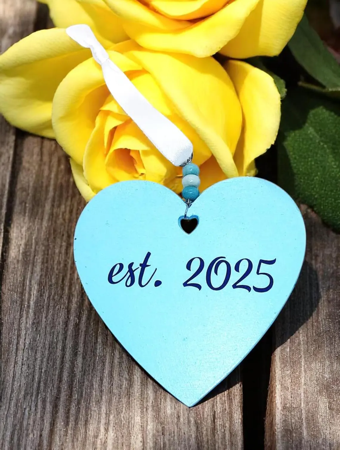 Misty Blue Personalized Wedding Keepsake Hanging Ornament Decoration