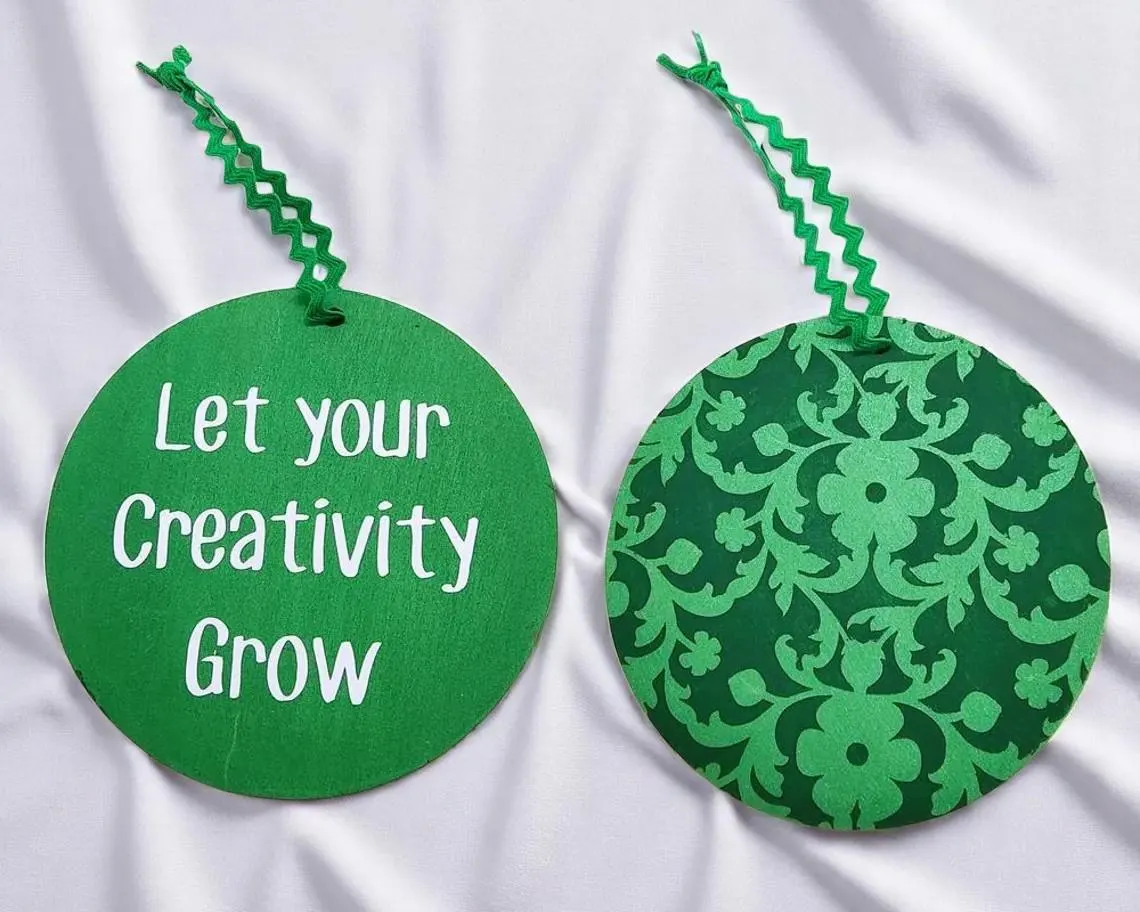 Green Let Your Creativity Grow Inspirational Hanging Sign Ornament Decoration 