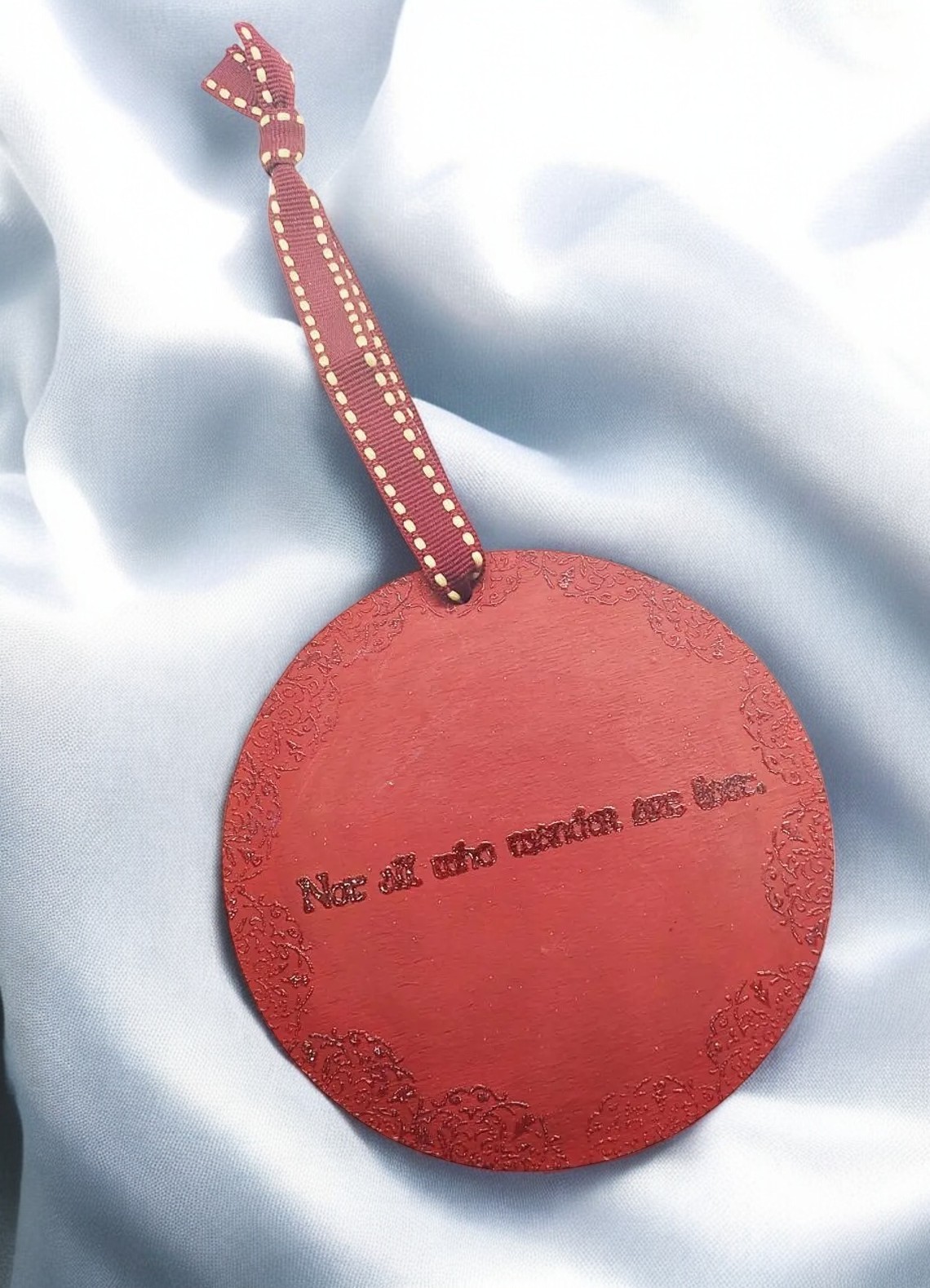 Red Not All Who Wander Are Lost Quote Wooden Hanging Ornament Sign 