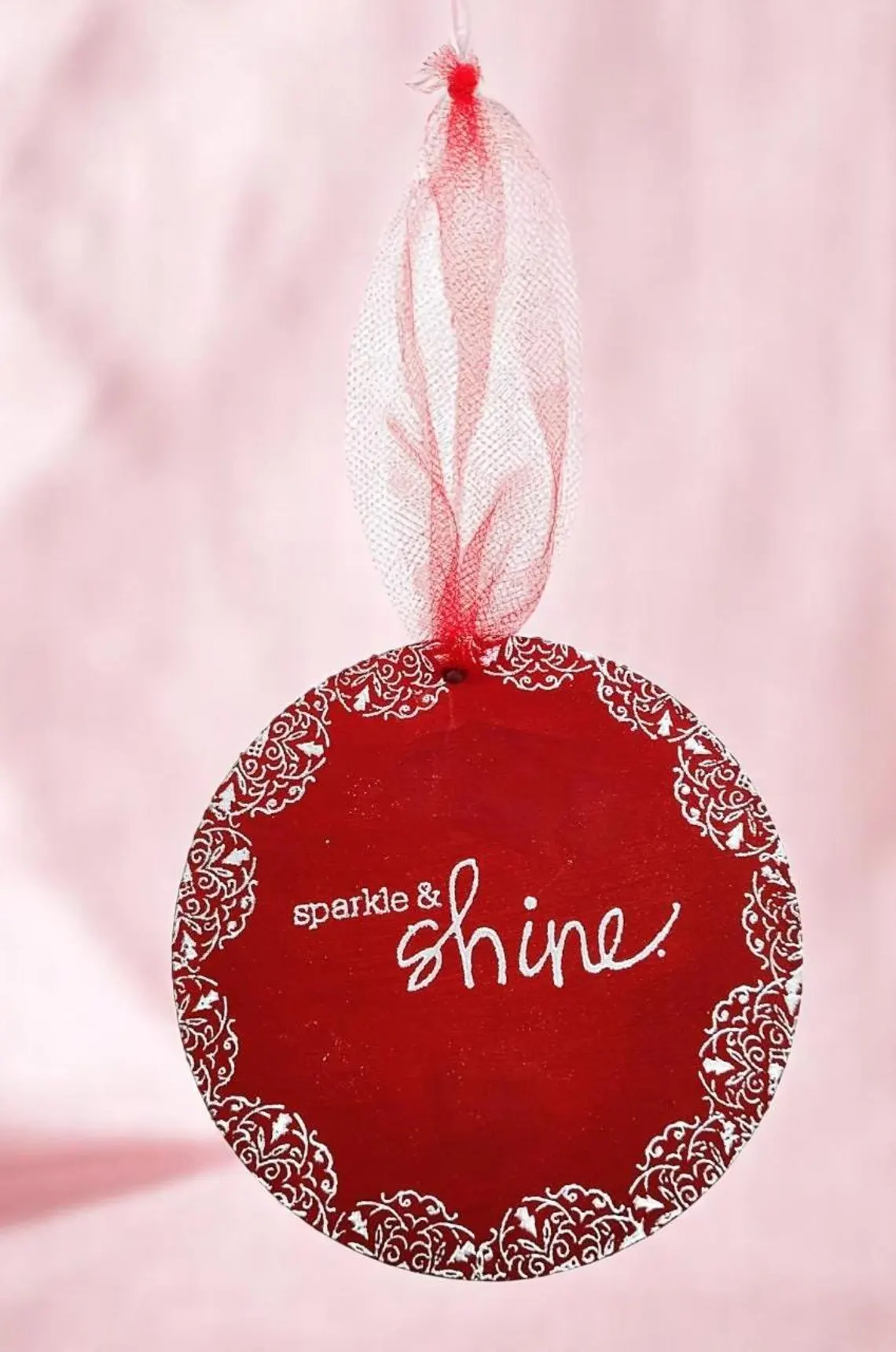 Red Sparkle & Shine Wooden Hanging Accent Ornament Decor 