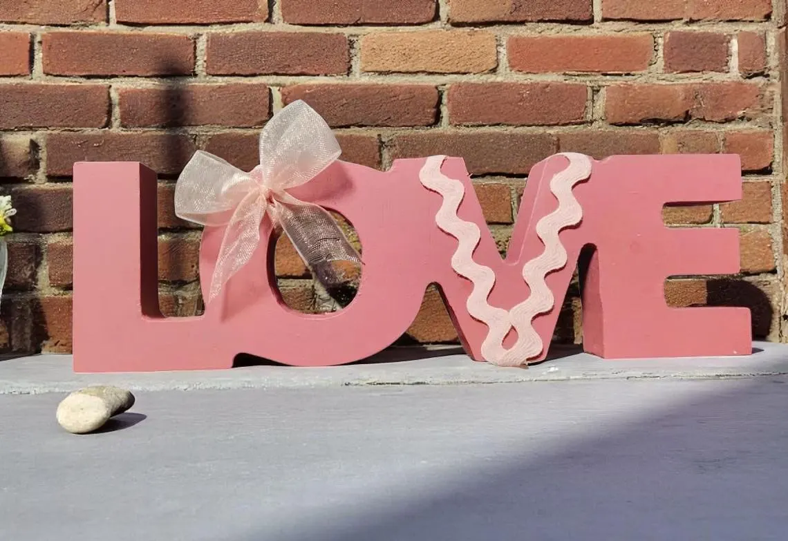 Handmade Small Wooden Decorative LOVE Shelf Sitter  