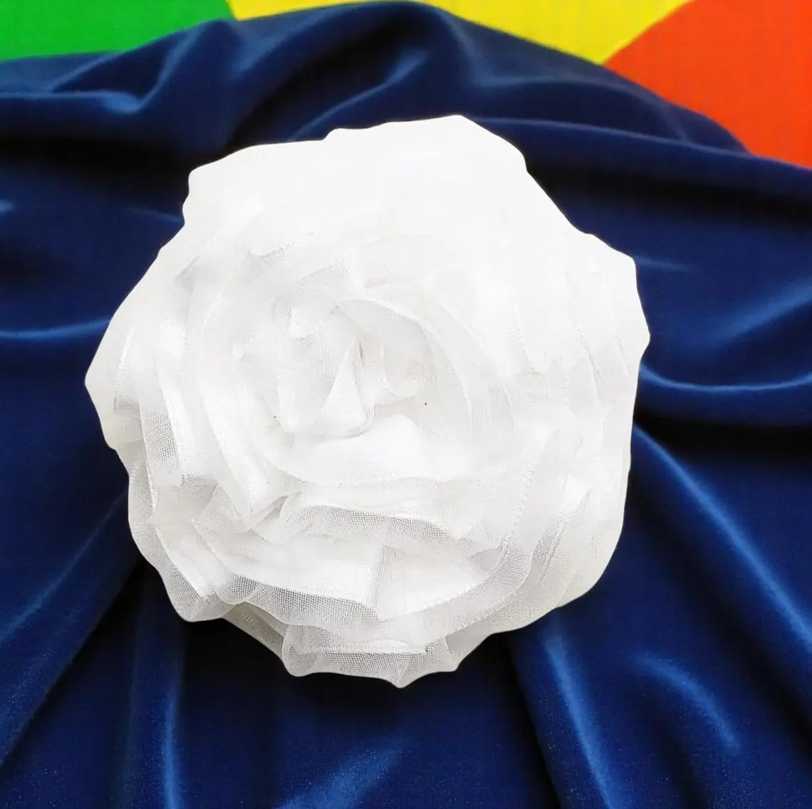 Pure White Fabric Floral Brooch Pin 
