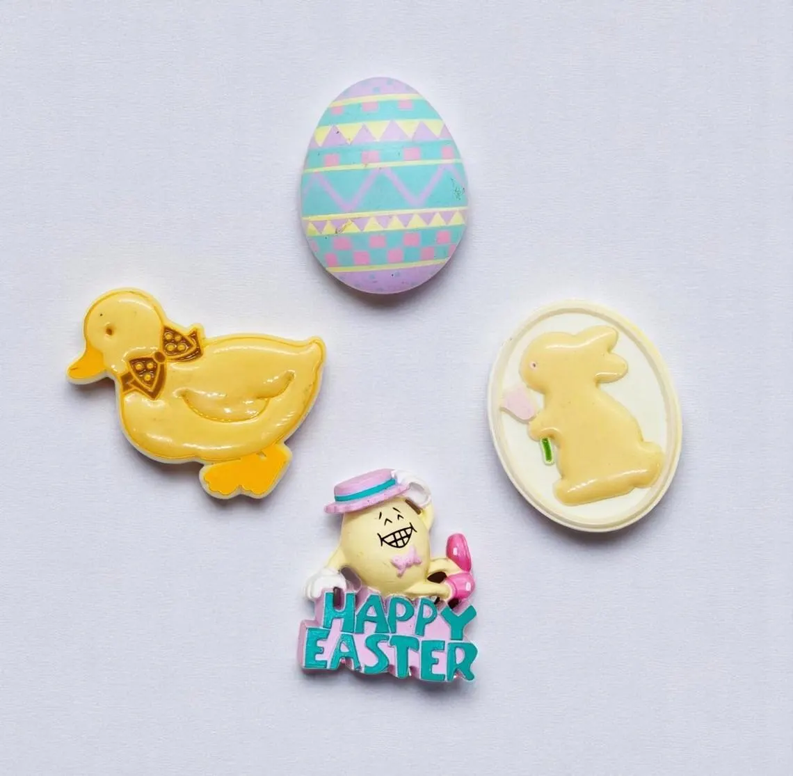 1984 Hallmark Happy Easter Egg, Bunny, Duck, Lapel Pin Lot 