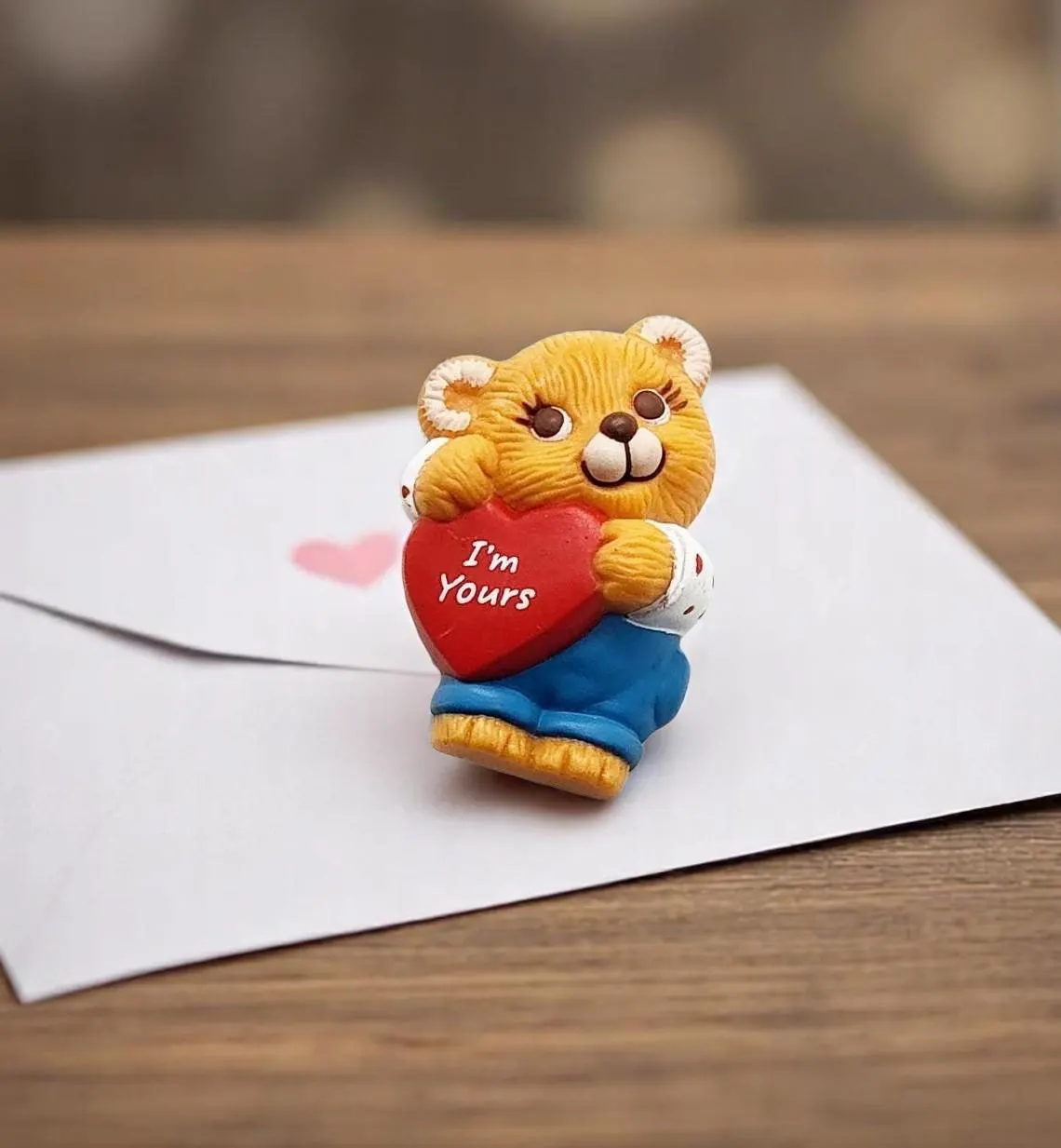 Vintage Hallmark I'm Yours Teddy Bear Heart Pin Brooch 