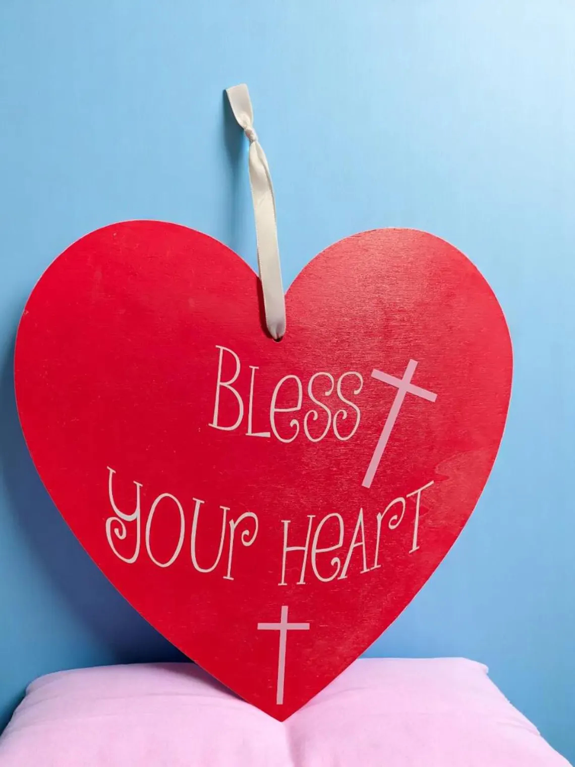 Decorative Wooden Bless Your Heart with Cross Sign 