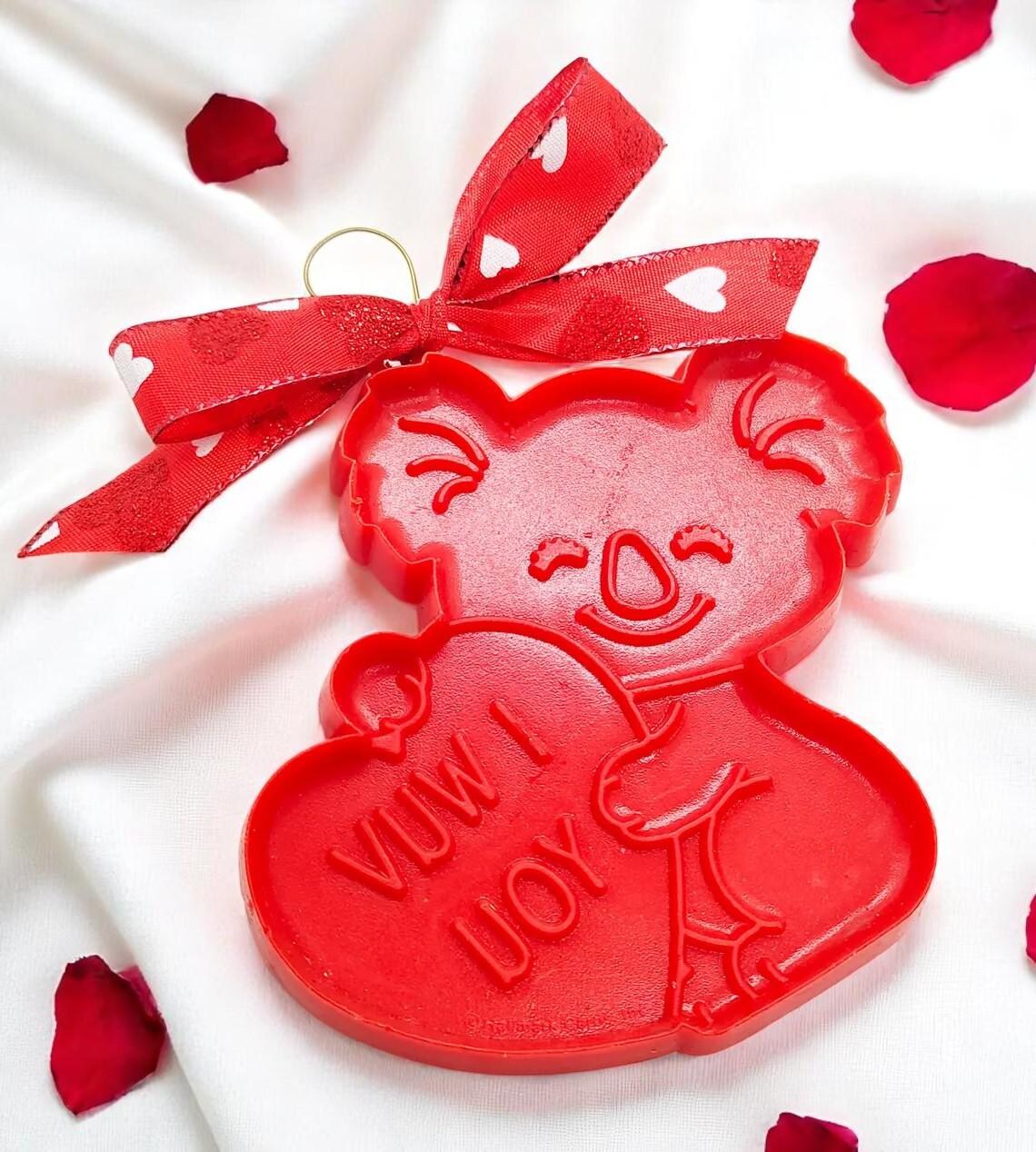 Upcycled I Wuv You Koala Bear Heart Shaped Hanging Accent Ornament