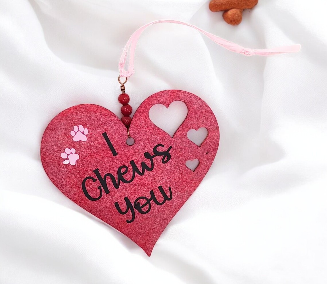 I Chews You Fancy Rat Heart Shaped Hanging Accent Ornament