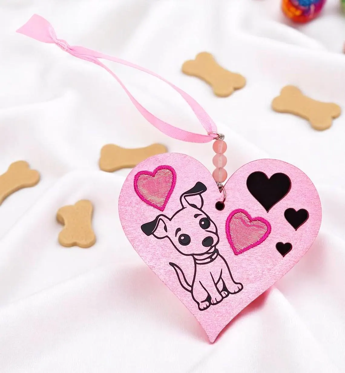 I Woof You Dog Heart Shaped Hanging Accent Ornament 