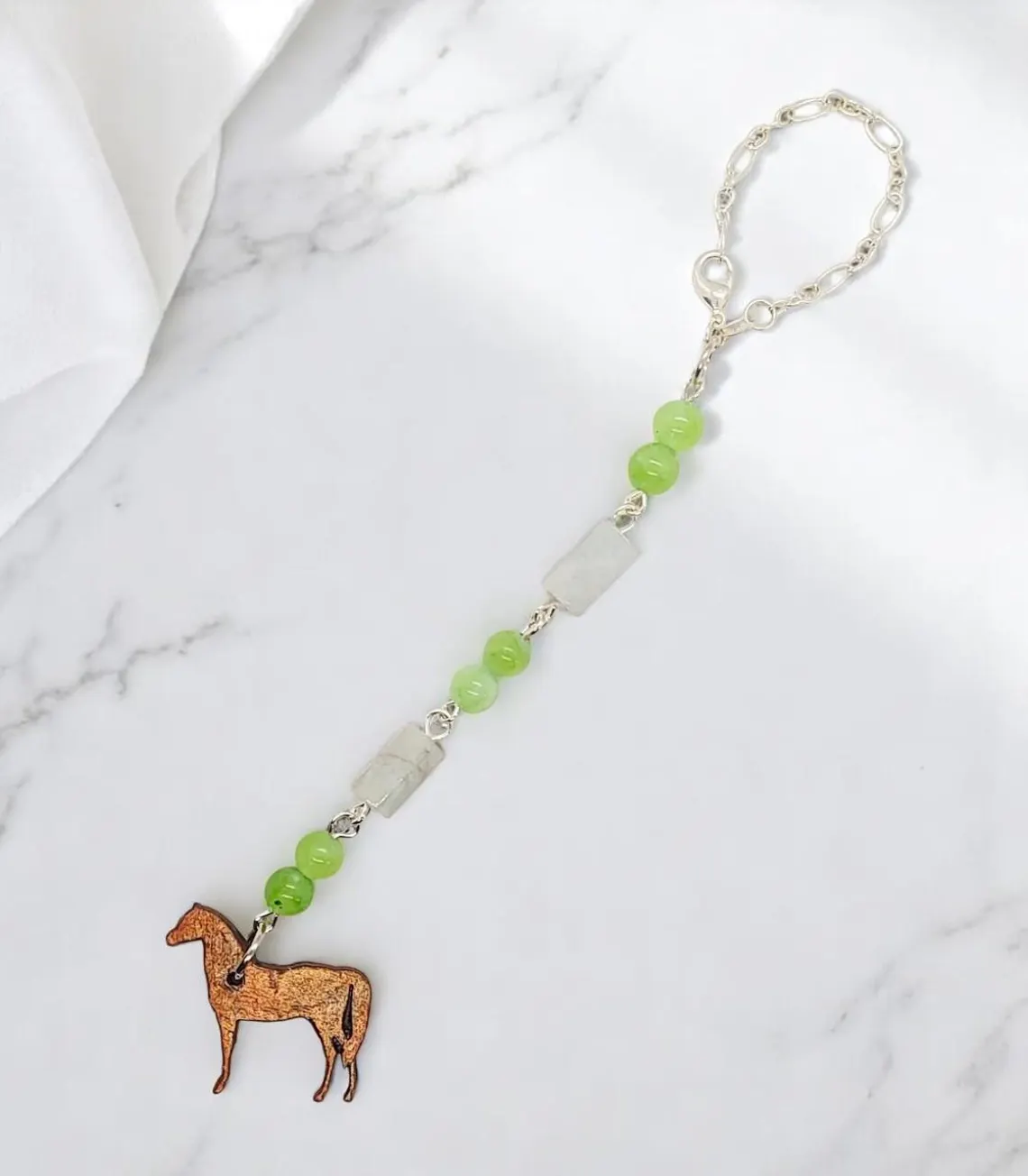 Handmade Horse & Gemstone Rearview Mirror Car Charm 