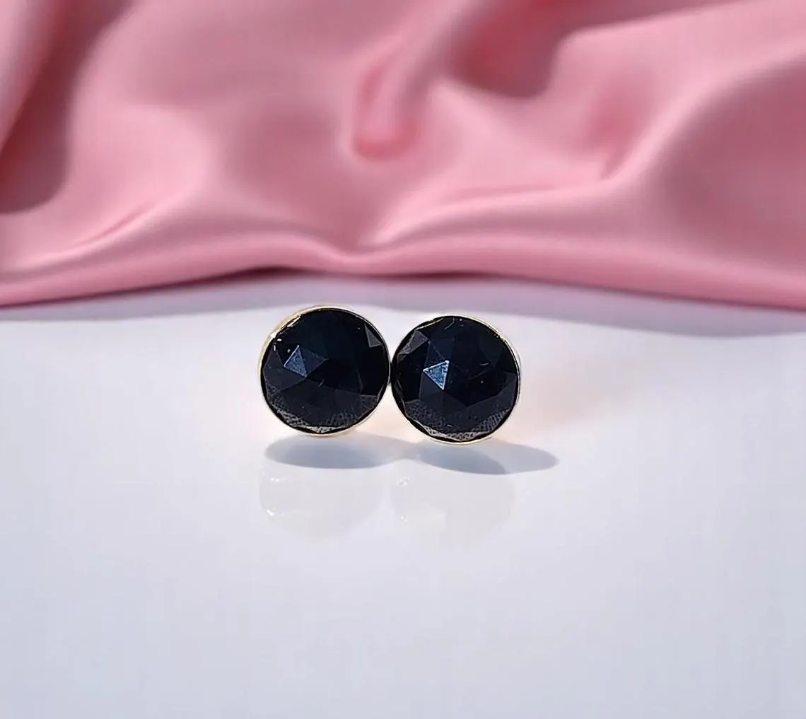 Vintage Black & Gold Filled Retro Post Pierced Earrings by Grants