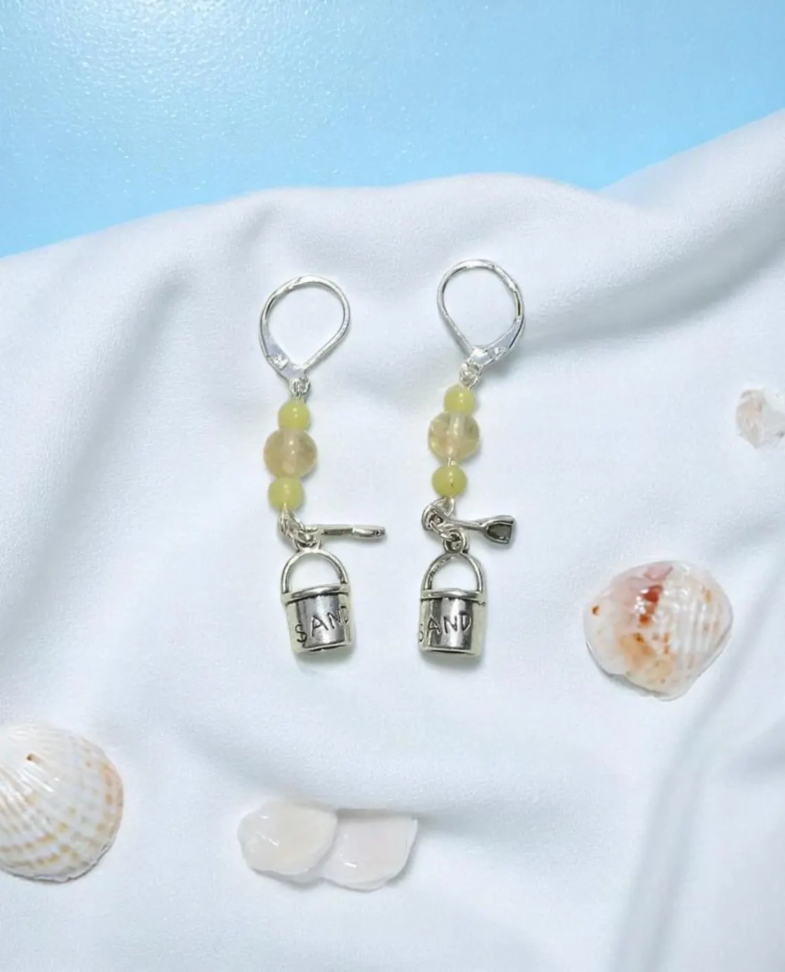 Summer Sand Bucket Gemstone Dangle Earrings 