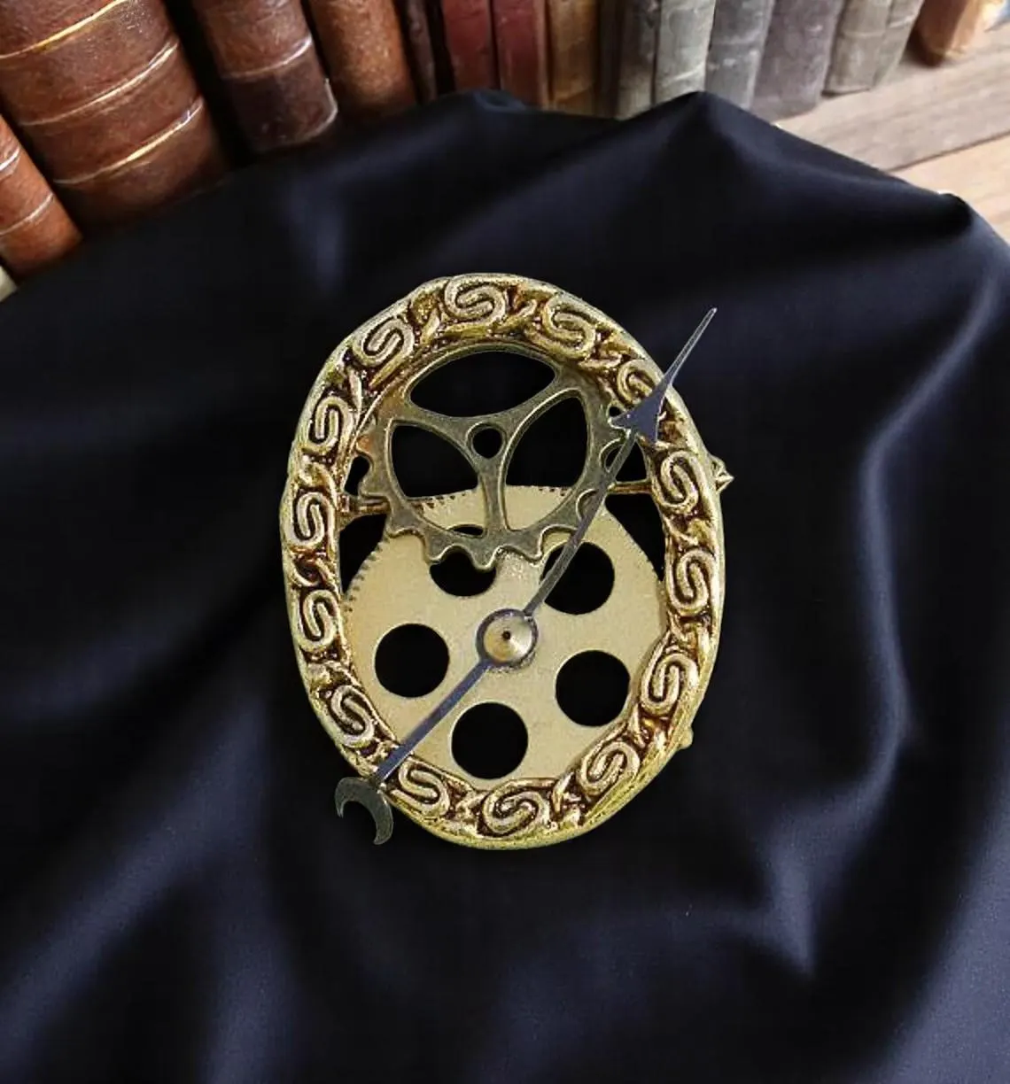 Steampunk Gold & Bronze Gear Upcycled Brooch - OOAK