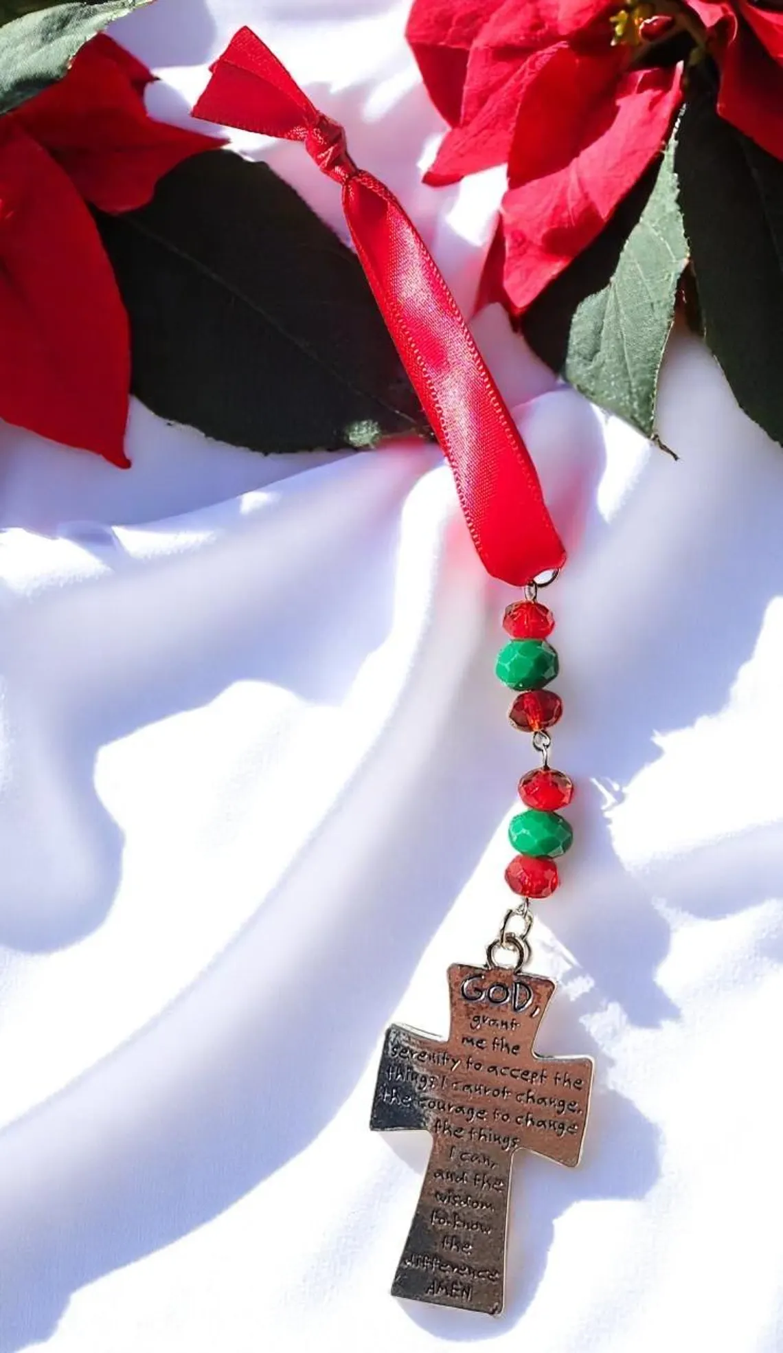 Serenity Prayer Cross Holiday Icicle Ornament 