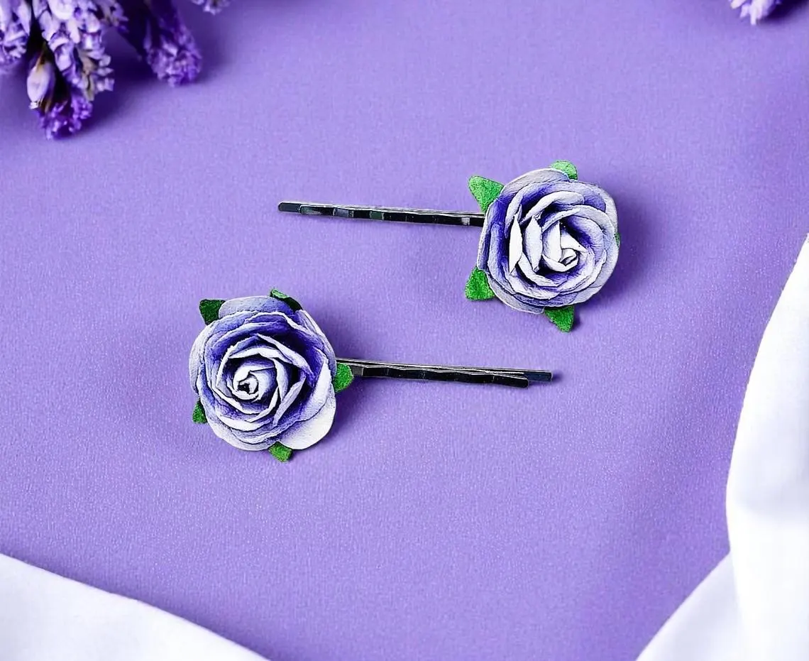 Handmade Purple Lavender Hair Pin Barrette Clip 