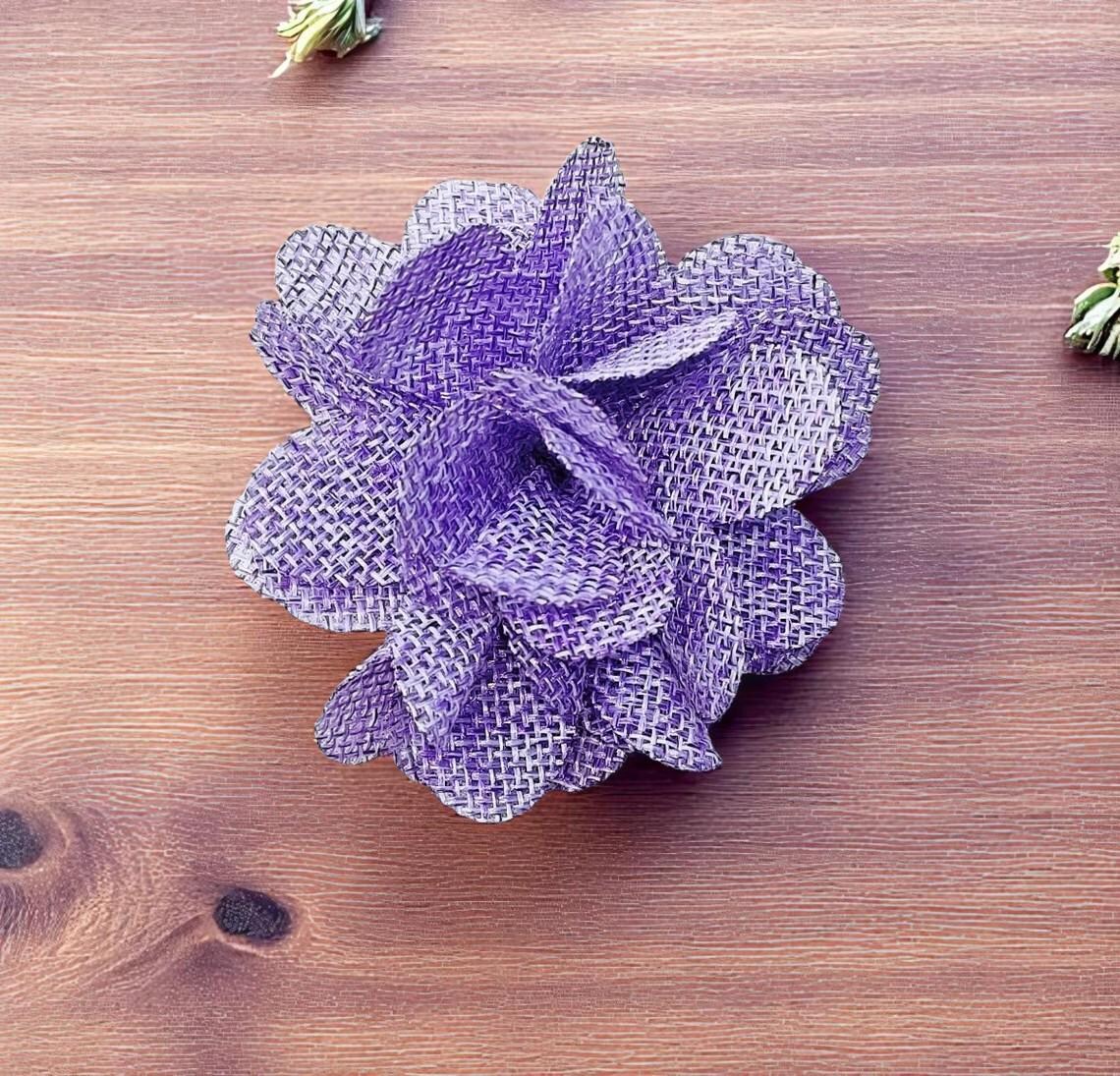 Purple Fabric Floral Brooch Pin 